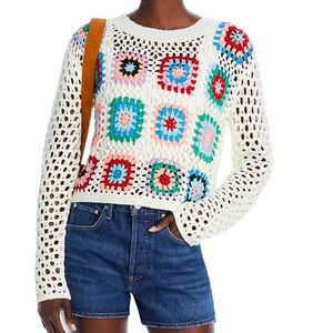 AQUA Crochet Granny Square Sweater - 100% Exclusive